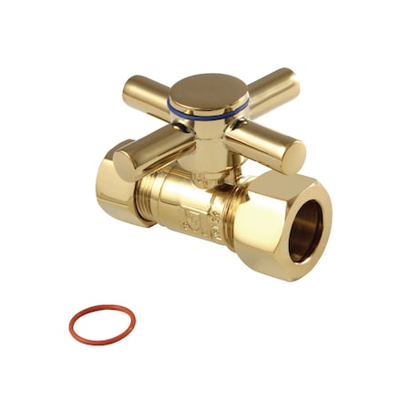 Kingston Brass CC44452DX 5/8" IPS x 1/2" O.D. Comp Quarter Turn Straight Valve, Polished Brass CC44452DX